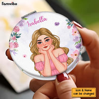 Personalized Gift For Daughter With Name Circle Compact Mirror 32555 thumb 1