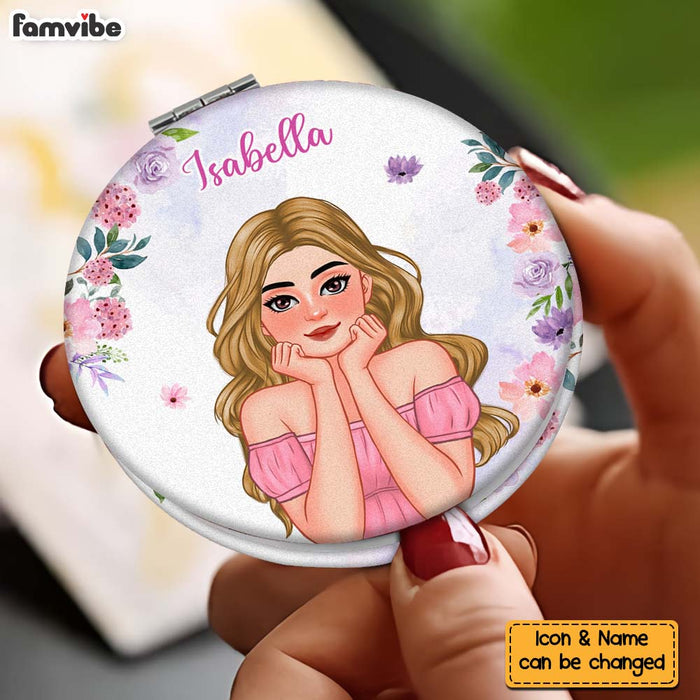 Personalized Gift For Daughter With Name Circle Compact Mirror 32555 1