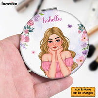 Personalized Gift For Daughter With Name Circle Compact Mirror 32555 thumb 1