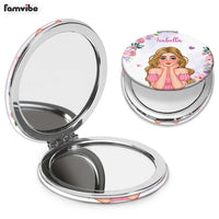 Personalized Gift For Daughter With Name Circle Compact Mirror 32555 thumb 1