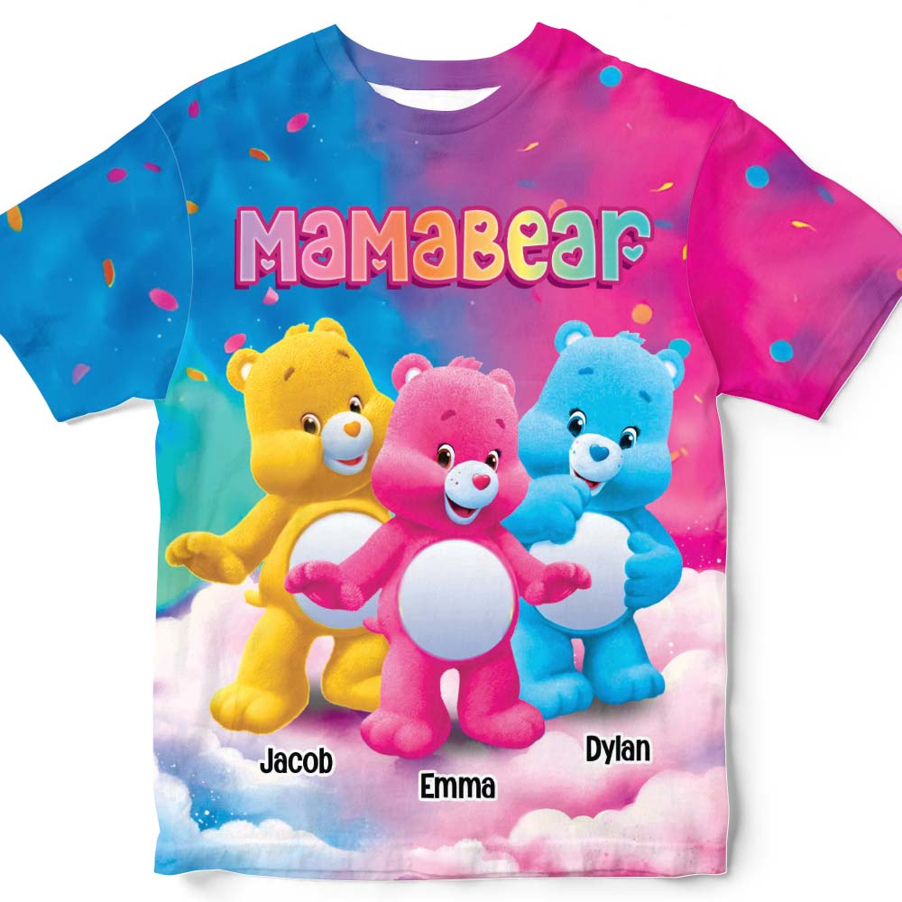 Personalized Gift For Mom Grandma Bear Colorful All-over Print T-shirt 32562 Primary Mockup