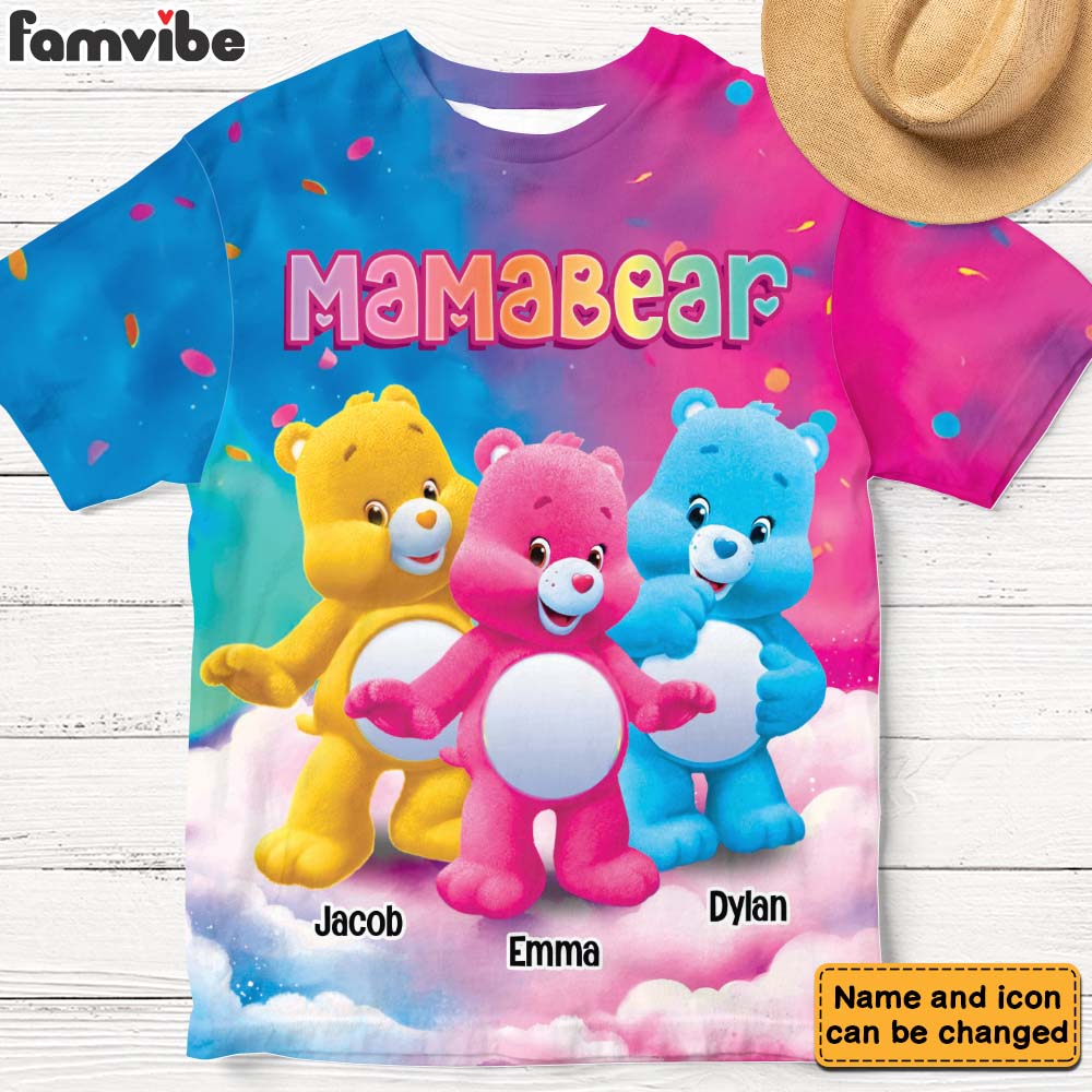 Personalized Gift For Mom Grandma Bear Colorful All-over Print T-shirt 32562 Primary Mockup