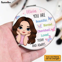 Personalized You Are Beautiful Today And Always Circle Compact Mirror 32565 thumb 1