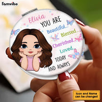 Personalized You Are Beautiful Today And Always Circle Compact Mirror 32565 thumb 1