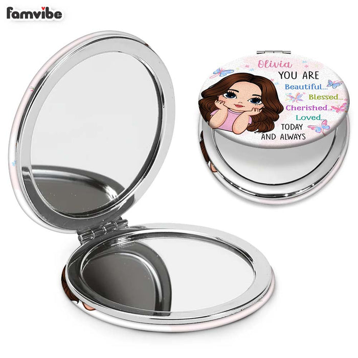 Personalized You Are Beautiful Today And Always Circle Compact Mirror 32565 1