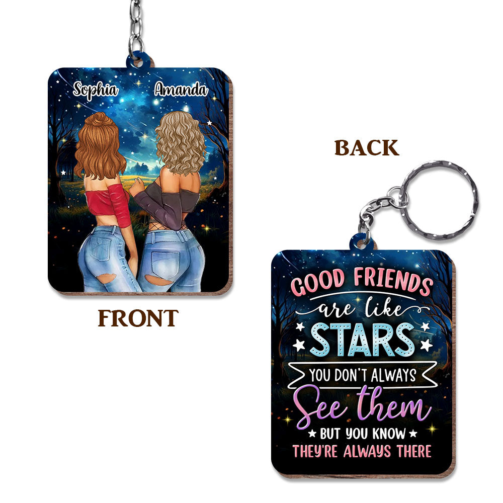 Personalized Gift For Friends Sisters Are Like Star Wood Keychain 32568 Primary Mockup