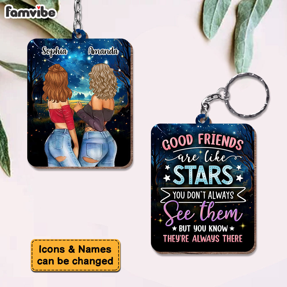 Personalized Gift For Friends Sisters Are Like Star Wood Keychain 32568 Primary Mockup