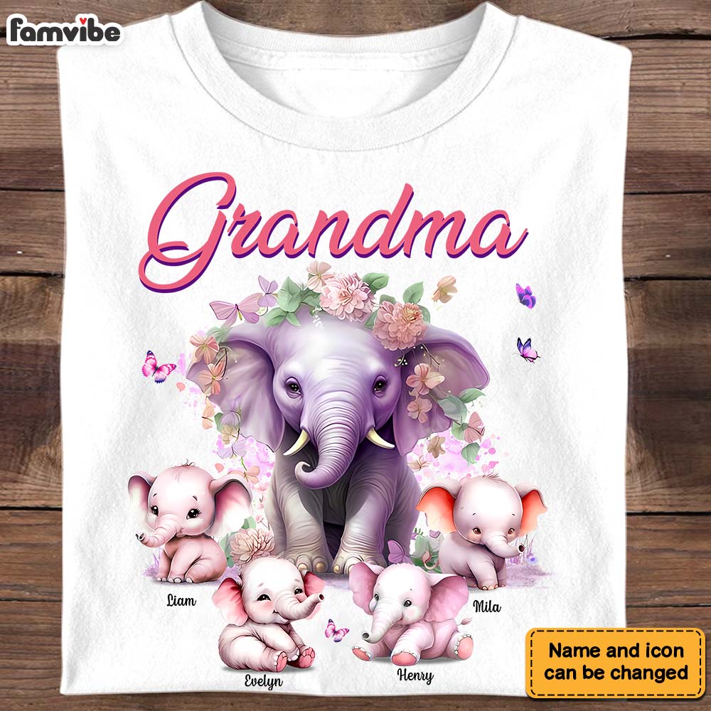Personalized Gift For Grandma Elephants Shirt Hoodie Sweatshirt 32572 Primary Mockup