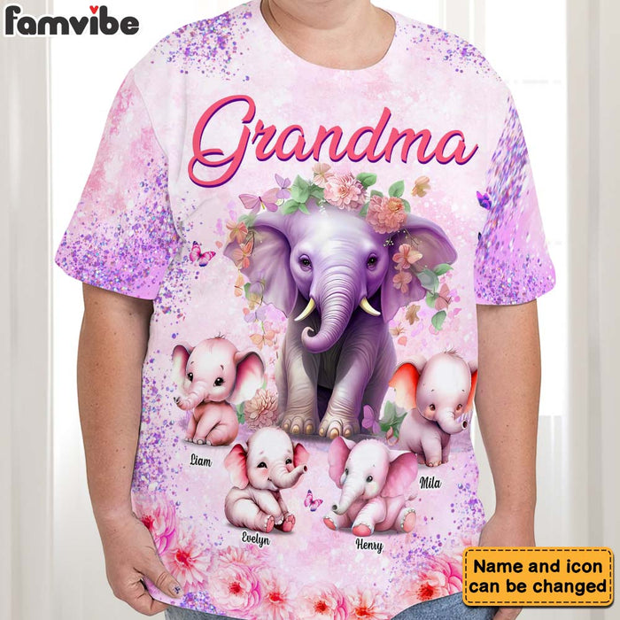 Personalized Gift For Grandma Elephants All-over Print T-shirt 32575 1