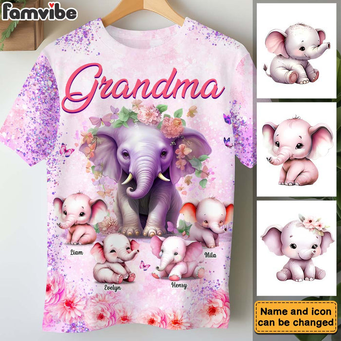 Personalized Gift For Grandma Elephants All-over Print T-shirt 32575 1