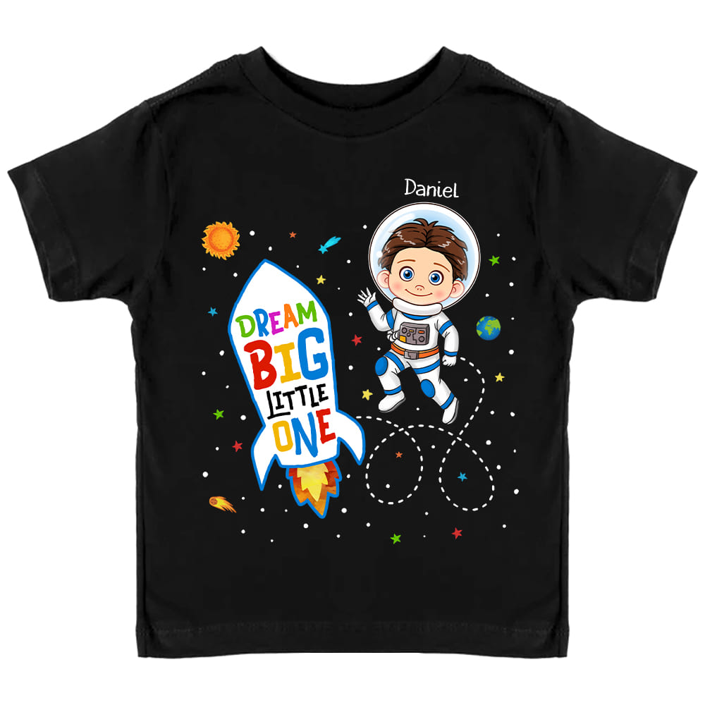 Personalized Gift For Grandson Dream Big Little One Kid T Shirt - Kid Hoodie - Kid Sweatshirt 32579 Mockup Black