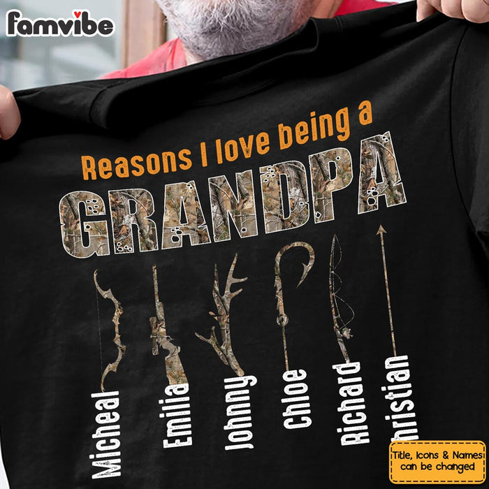 Personalized Gift for Grandpa Hunting Fishing Reasons to Love Shirt - Hoodie - Sweatshirt 32580 1