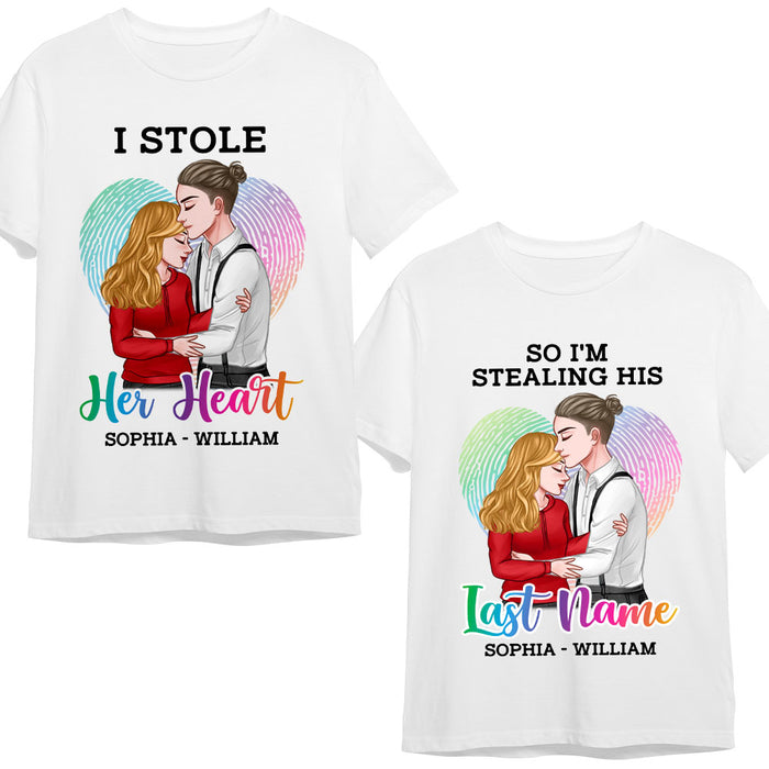 Personalized Gift For Couple Stole Her Heart Shirt - Hoodie - Sweatshirt 32582 1