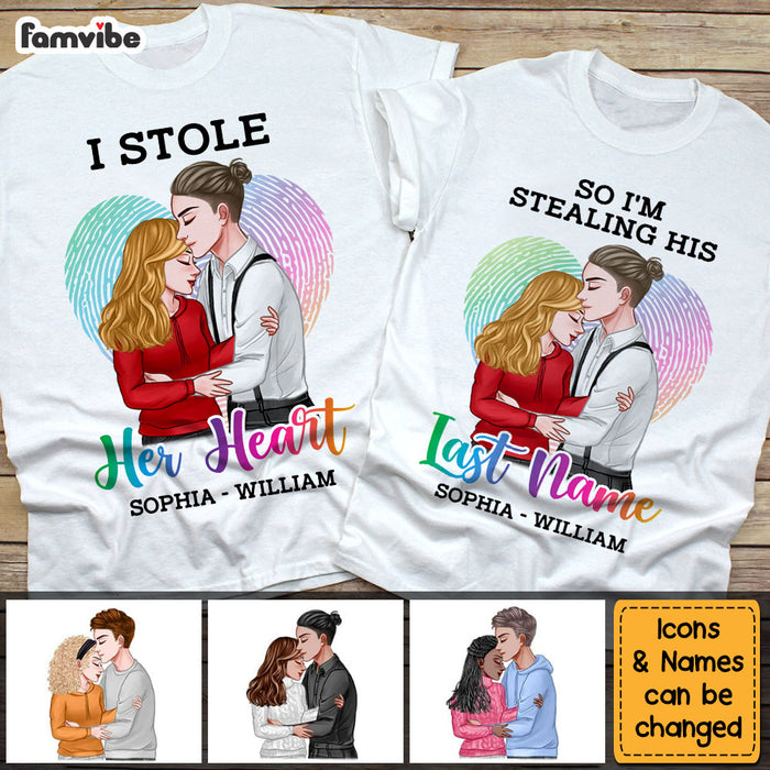 Personalized Gift For Couple Stole Her Heart Shirt - Hoodie - Sweatshirt 32582 1