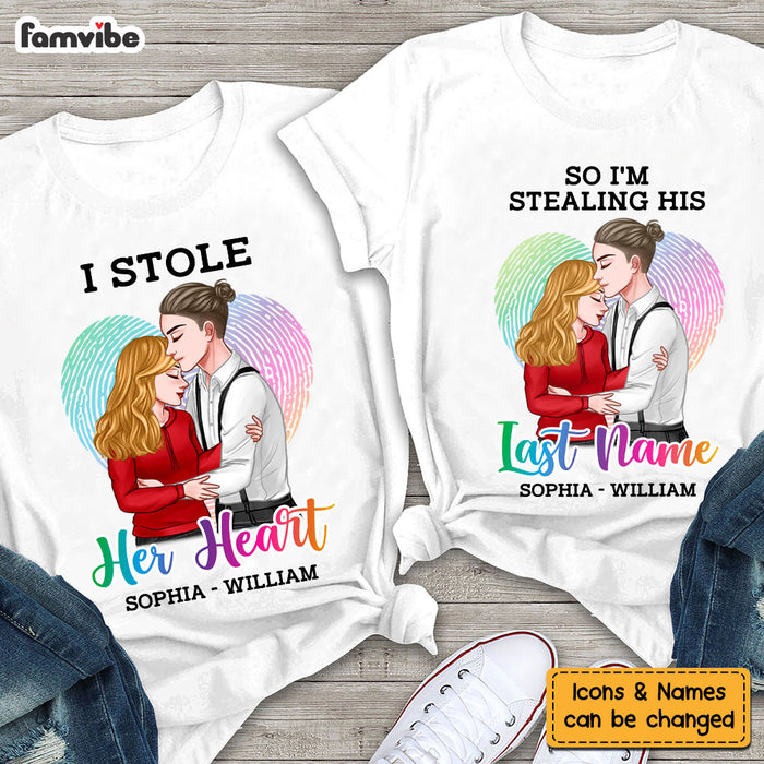 Personalized Gift For Couple Stole Her Heart Shirt - Hoodie - Sweatshirt 32582 1