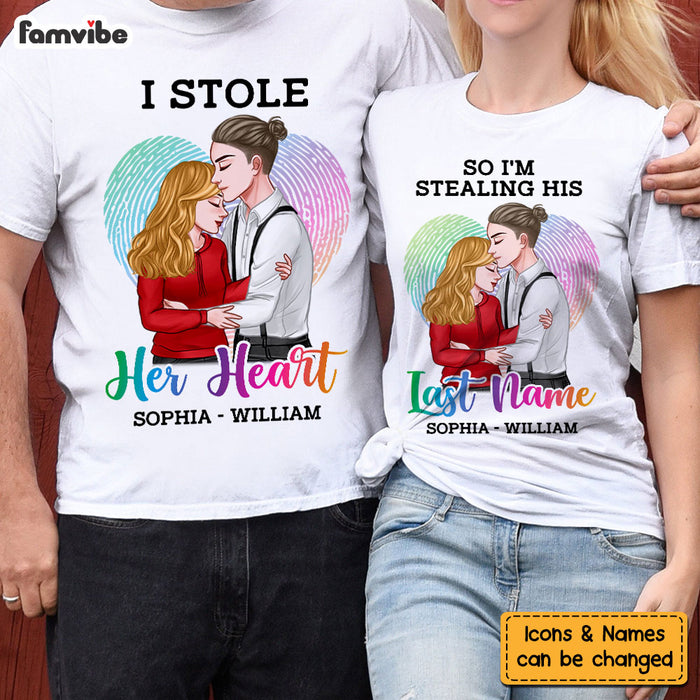 Personalized Gift For Couple Stole Her Heart Shirt - Hoodie - Sweatshirt 32582 1