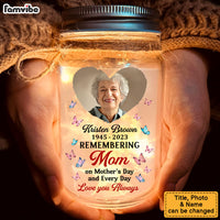 Personalized Memorial Mom Mother's Day And Always Photo Upload Mason Jar Light 32584 thumb 1