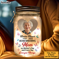 Personalized Memorial Mom Mother's Day And Always Photo Upload Mason Jar Light 32584 thumb 1
