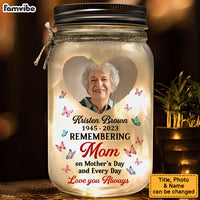 Personalized Memorial Mom Mother's Day And Always Photo Upload Mason Jar Light 32584 thumb 1
