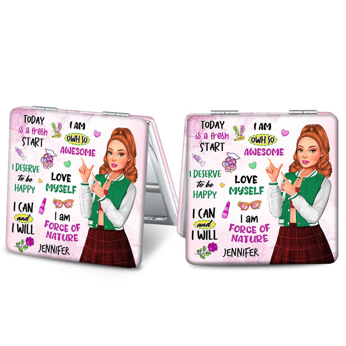 Personalized Affimations Gift For Daughter, Granddaughter Square Compact Mirror 32589 1