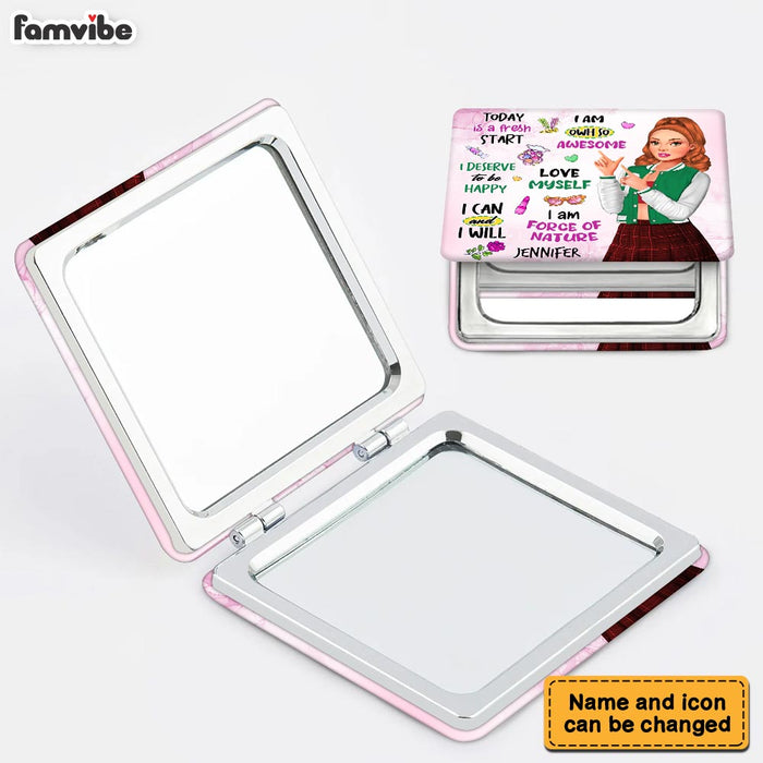 Personalized Affimations Gift For Daughter, Granddaughter Square Compact Mirror 32589 1