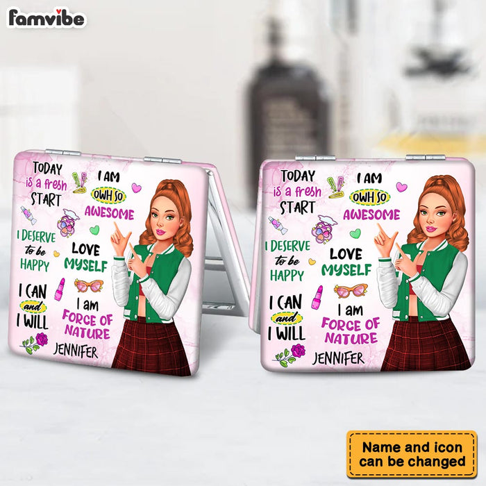 Personalized Affimations Gift For Daughter, Granddaughter Square Compact Mirror 32589 1