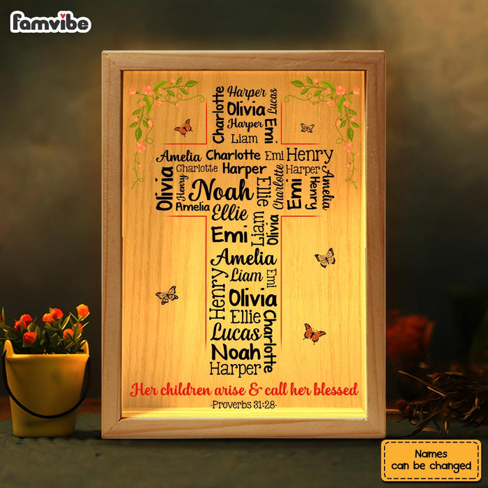 Personalized Gift For Grandma Word Art Grandkids Name Cross Picture Frame Light Box 32594 1
