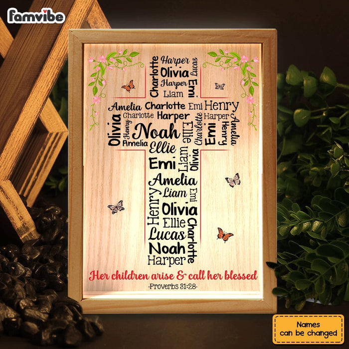 Personalized Gift For Grandma Word Art Grandkids Name Cross Picture Frame Light Box 32594 1