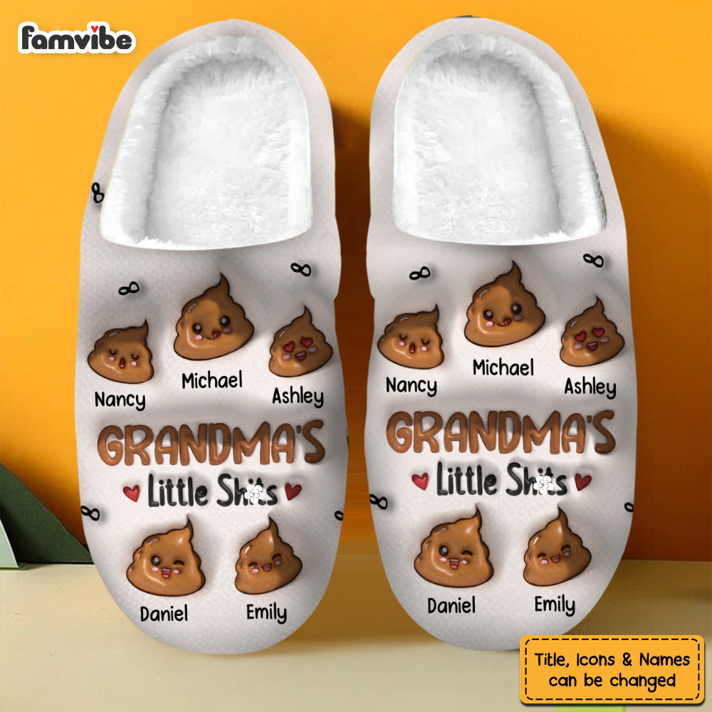 Personalized Gift For Grandma's Little Sh*t 3D Inflated Print Slippers 32603 Primary Mockup