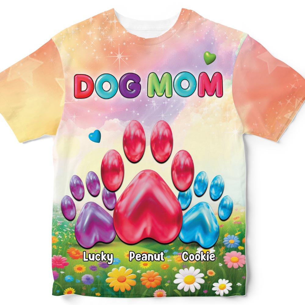 Personalized Gift For Dog Mom Big Paw All-over Print T-shirt 32605 Primary Mockup