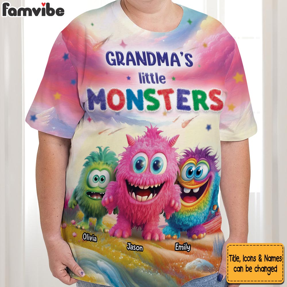 Personalized My Favorite Monsters Call Me Grandma All-over Print T-shirt 32616 Primary Mockup
