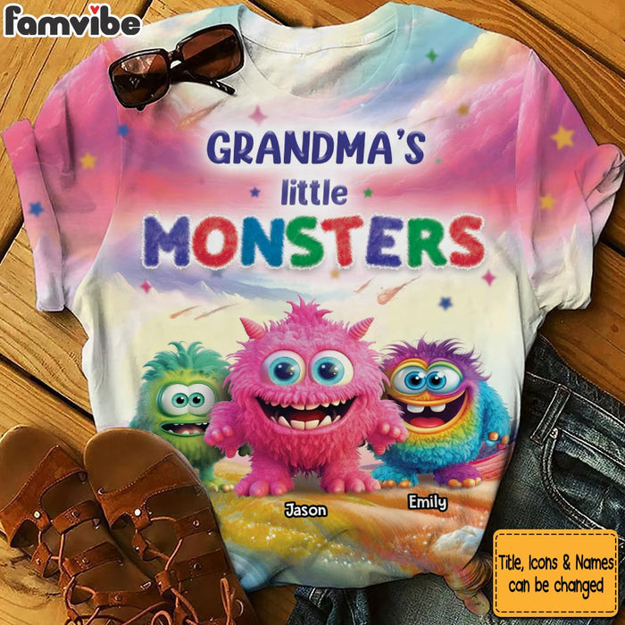 Personalized My Favorite Monsters Call Me Grandma All-over Print T-shirt 32616 1