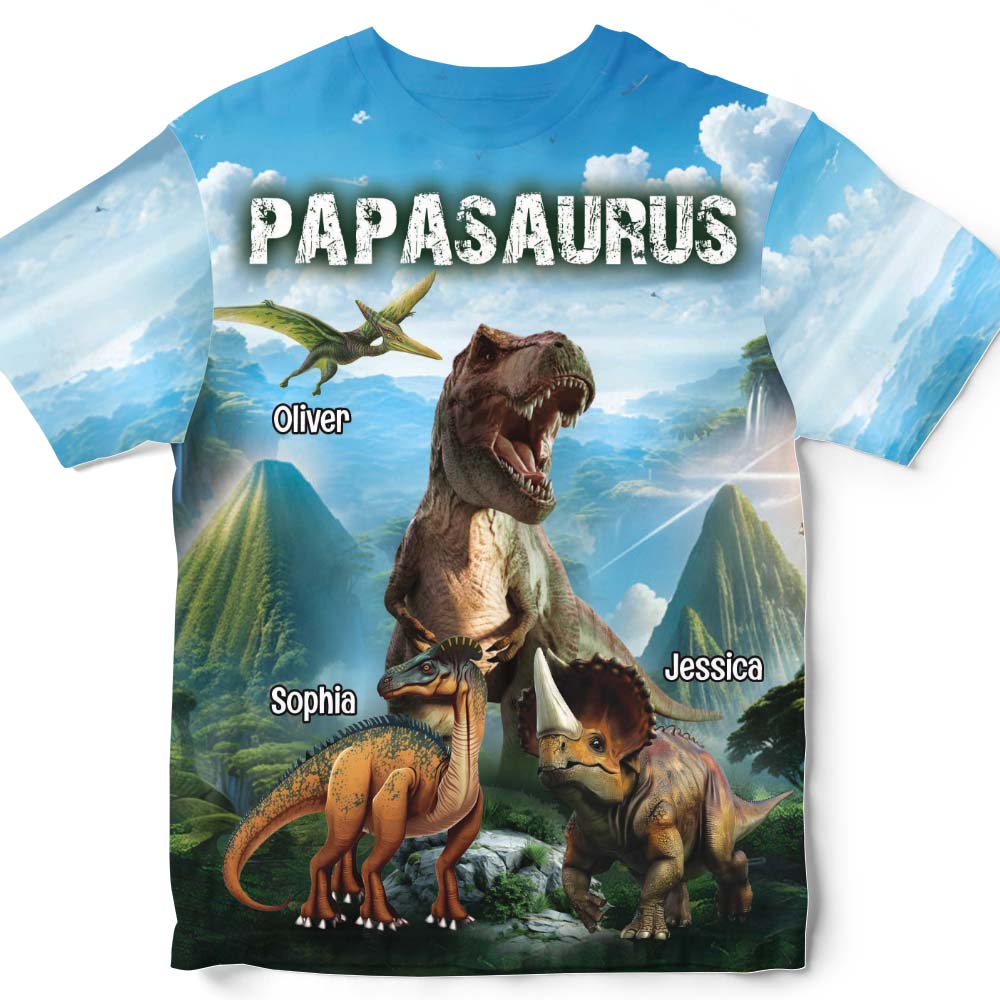 Personalized Gift for Grandpa Dad Papasaurus All-over Print T-shirt 32617 Primary Mockup