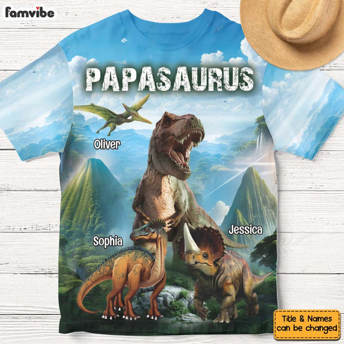Personalized Gift for Grandpa Dad Papasaurus All-over Print T-shirt 32617 1