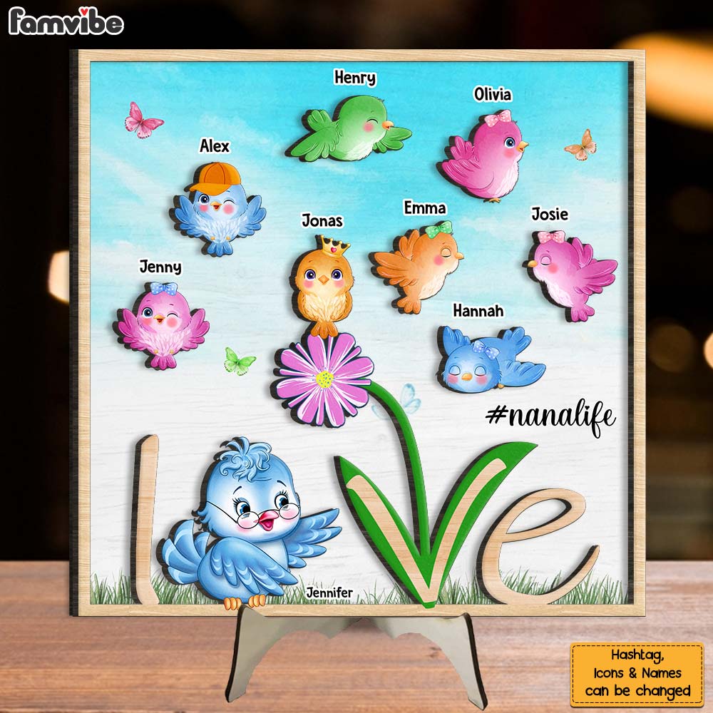 Personalized Gift For Grandma Love 2 Layered Separate Wooden Plaque 32621 Primary Mockup