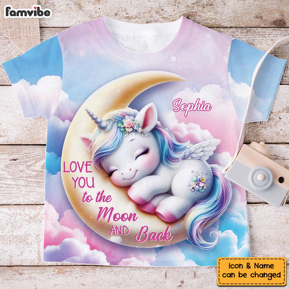 Personalized Gift For Granddaughter Love You To The Moon And Back All-over Print Kids Shirt 32623 Primary Mockup