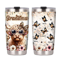 Personalized Gift For Grandma Highland Cow Cleopard Steel Tumbler 32626 thumb 1