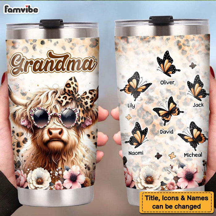 Personalized Gift For Grandma Highland Cow Cleopard Steel Tumbler 32626 1