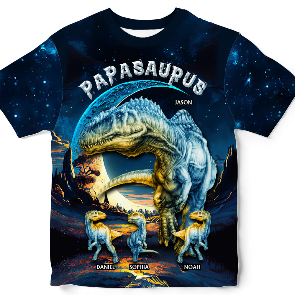 Personalized Gift For Grandpa Papasaurus All-over Print T Shirt - Hoodie - Sweatshirt 32630 Primary Mockup