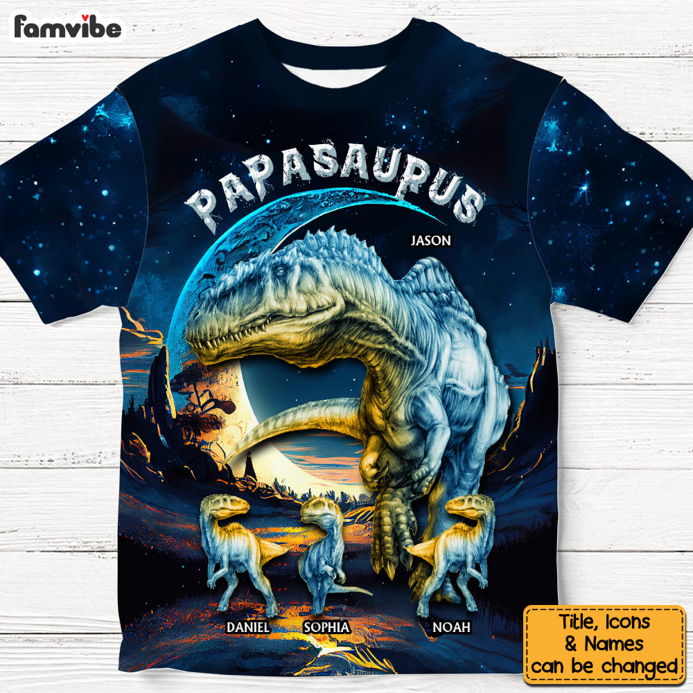 Personalized Gift For Grandpa Papasaurus All-over Print T Shirt - Hoodie - Sweatshirt 32630 Primary Mockup