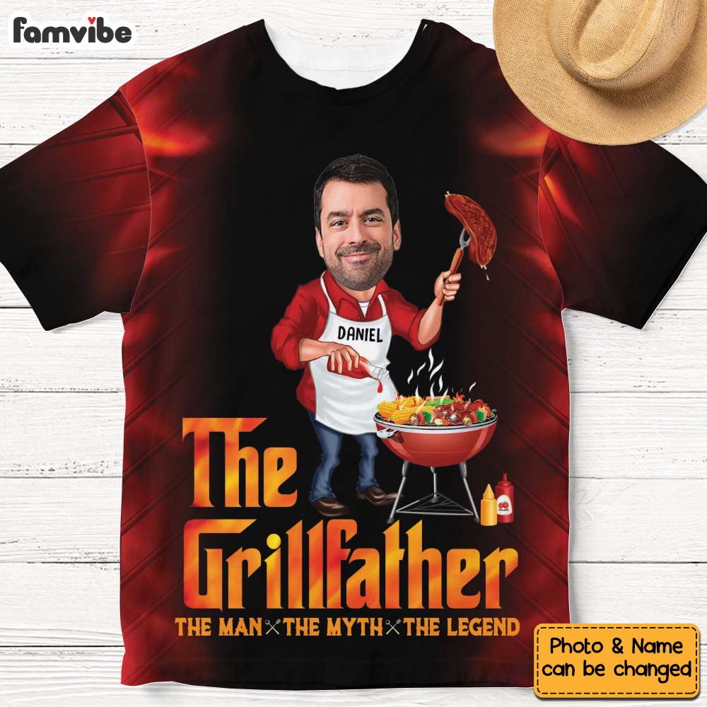 Gift For Dad The Grillfather BBQ All-over Print T Shirt - Hoodie - Sweatshirt 32636 Primary Mockup