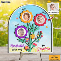 Personalized Gift For Grandma Flowers Handpicked With Love 2 Layered Separate Wooden Plaque 32639 thumb 1