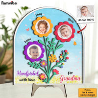 Personalized Gift For Grandma Flowers Handpicked With Love 2 Layered Separate Wooden Plaque 32639 thumb 1