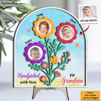 Personalized Gift For Grandma Flowers Handpicked With Love 2 Layered Separate Wooden Plaque 32639 thumb 1