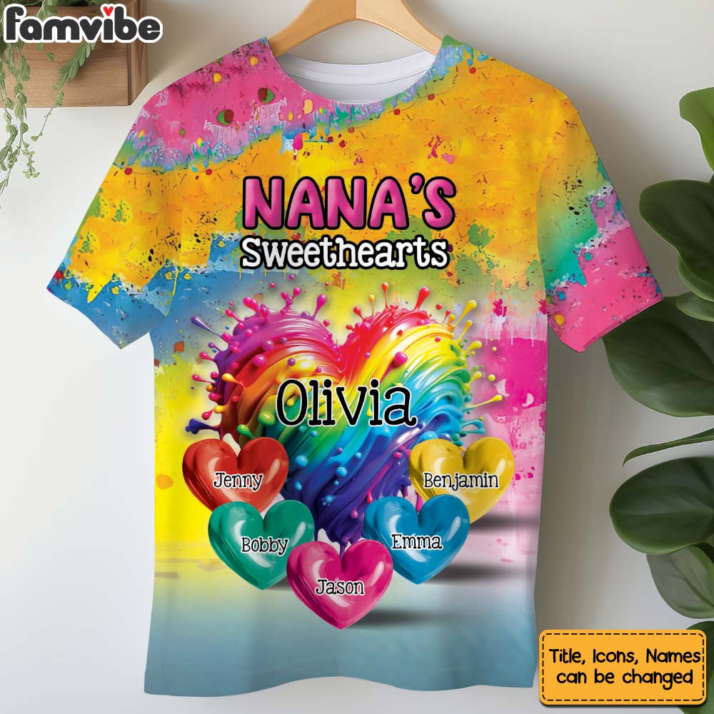 Personalized  Sweatheart Paint Splatter Grandma Mom Kids All-over Print T Shirt - Hoodie - Sweatshirt 32641 Primary Mockup