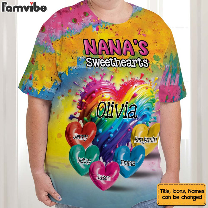 Personalized  Sweatheart Paint Splatter Grandma Mom Kids All-over Print T Shirt 32641 1