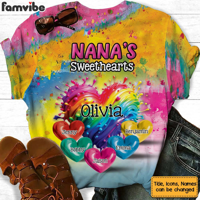 Personalized  Sweatheart Paint Splatter Grandma Mom Kids All-over Print T Shirt 32641 1