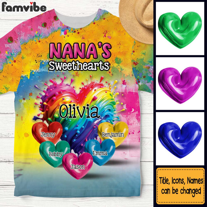 Personalized  Sweatheart Paint Splatter Grandma Mom Kids All-over Print T Shirt 32641 1