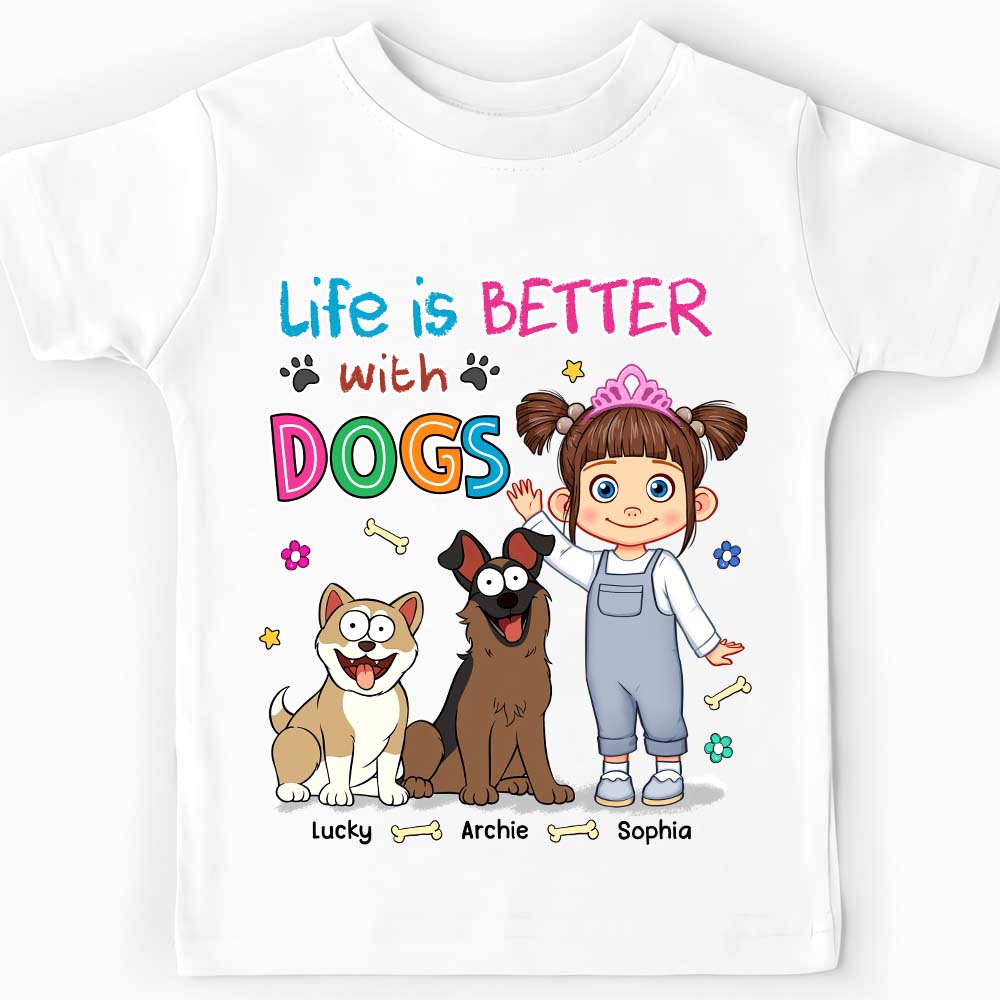 Personalized Gift For Granddaughter Life Better With Dogs Kid T Shirt - Kid Hoodie - Kid Sweatshirt 32652 Mockup 2