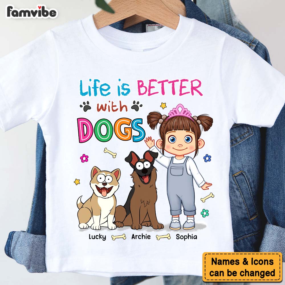 Personalized Gift For Granddaughter Life Better With Dogs Kid T Shirt - Kid Hoodie - Kid Sweatshirt 32652 Mockup 2